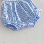 【66-90cm】ロンパース ブルー ストライプ レース 可愛い ベビー服 - 画像 (9)