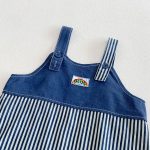 【予約販売】【73-100cm】サロペット ブルー ストライプ カジュアル ベビー服 - 画像 (3)