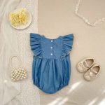 【66-130cm】デニムロンパースorワンピース 姉妹服 ダブル 蝶結び付き - 画像 (4)