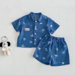 【73-110cm】セットアップ デニム ツリー柄 カジュアル - 画像 (3)
