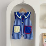 【66-100cm】ロンパース ブルー ストライプ 可愛い ベビー服 - 画像 (3)