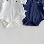 【66-90cm】ロンパース ベビー 半袖 ポロデザイン シンプル - 画像 (13)