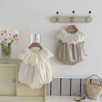 【66-90cm】ロンパース ベビー おしゃれ フリル襟 刺繍 - 画像 (3)