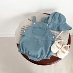 【66-90cm】サロペロンパース＆帽子 デニム オシャレ カジュアル - 画像 (10)