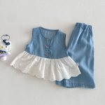 【予約販売】【73-120cm】セットアップ デニム ノースリーブ 着心地良い