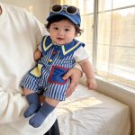 【66-100cm】ロンパース ブルー ストライプ 可愛い ベビー服 - 画像 (7)