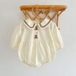 【66-90cm】ロンパース クマ柄 セーラー風 シンプル 着心地良い ベビー服 - 画像 (10)