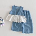 【予約販売】【73-120cm】セットアップ デニム ノースリーブ 着心地良い - 画像 (10)