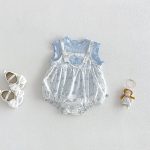 【66-90cm】ロンパース＆シャツ ブルーフラワー 可愛い 女の子 - 画像 (2)