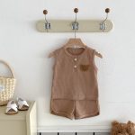 【66-100cm】セットアップ クマ柄 ワッフル ノースリーブ 着心地良い - 画像 (14)