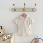 【66-90cm】ロンパース 半袖 ポロ襟 ロゴ入り シンプル 肌触り良い ベビー服 - 画像 (13)