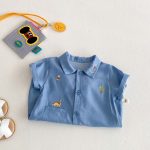 【66-90cm】デニムロンパース 恐竜刺繡 肌に優しい ベビー服 - 画像 (7)