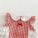【66-90cm】ロンパース レッド チェック 可愛い おしゃれ ベビー服 - 画像 (10)