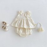 【73-110cm】セットアップ リボン付き レース トップス＆ブルマ - 画像 (2)