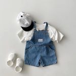 【73-120cm】サロペット デニム ショートパンツ - 画像 (3)