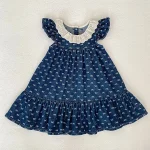 【66-130cm】ロンパース or ワンピース 肩フリル リボン柄 - 画像 (6)