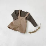 【73-100cm】サロペット ショートパンツ ベビー 韓国風 シンプル - 画像 (4)