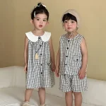 【80-150cm】チェックセットアップ or ワンピース ノースリーブ - 画像 (3)