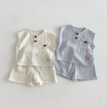【73-110cm】セットアップ ペット柄 ノースリーブ 着心地良い 子供服 - 画像 (3)
