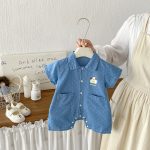 【66-90cm】デニムロンパース ペット柄 ベビー服 - 画像 (3)
