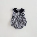 【66-90cm】ロンパース ベビー 丸襟 チェック or ドット柄 - 画像 (5)
