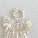 【66-140cm】ロンパース or ワンピース ベビー 女の子 花柄 肩フリル - 画像 (11)