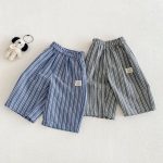 【80-120cm】パンツ ベビー 男の子 ストライプ カジュアル