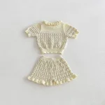 【73-110cm】セットアップ ベビー 女の子フラワー透かし編み - 画像 (7)