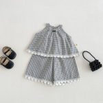 【73-110cm】セットアップ ブラックチェック おしゃれ