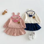 【73-110cm】スウェット セットアップ ベビー 男女兼用 セーラー風 バイカラー 熊柄 - 画像 (15)