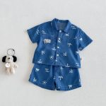 【73-110cm】セットアップ デニム ツリー柄 カジュアル - 画像 (4)