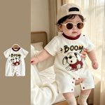 【66-90cm】ロンパース BOOMドッグプリント 可愛い ベビー服 - 画像 (2)