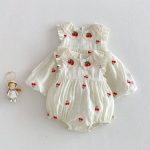 【66-110cm】ロンパース/ワンピース チェリー柄 姉妹服 おしゃれ - 画像 (4)