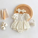 【66-90cm】ロンパース 可愛い レース ドット 赤ちゃん服 - 画像 (3)