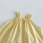 【73-110cm】セットアップ イエロー チェックトップス＆ブルマ - 画像 (12)