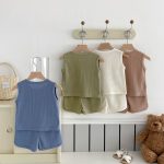 【66-100cm】セットアップ クマ柄 ワッフル ノースリーブ 着心地良い - 画像 (10)