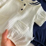 【66-90cm】セーラー ロンパース ベビー 丸襟 キュート - 画像 (7)
