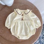 【66-90cm】ロンパース クマ柄 セーラー風 シンプル 着心地良い ベビー服 - 画像 (5)