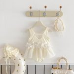 【73-100cm】水着 クリーム フラワー スイムウェア - 画像 (6)