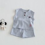 【73-110cm】セットアップ ペット柄 ノースリーブ 着心地良い 子供服 - 画像 (5)