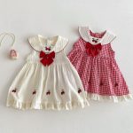 【73-120cm】ワンピース 蝶結び付き ノースリーブ 女の子 おしゃれ - 画像 (3)