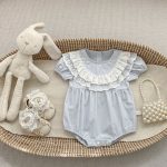 【66-90cm】ロンパース レース パフスリーブ おしゃれ ベビー服