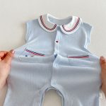 【66-90cm】オールインワン ダブルポケット セーラー 可愛い ベビー服 - 画像 (11)