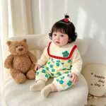 【66-90cm】ロンパース フラワー柄 スタイ付き 可愛い ベビー服 - 画像 (4)