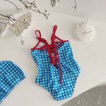 【75-130cm】水着 チェック柄 紐付き おしゃれ スイムウェア - 画像 (5)