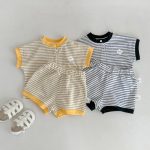 【73-110cm】セットアップ ボーダー Tシャツ&ショートパンツ