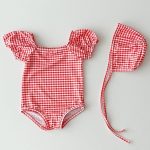 【66-100cm】水着 チェック ハート ドット スイムウェア&帽子 - 画像 (11)