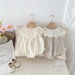 【66-90cm】ロンパース ベビー おしゃれ フリル襟 刺繍 - 画像 (4)