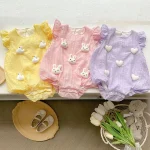 【66-90cm】ロンパース ベビー ウサギ 可愛い 肩フリル - 画像 (2)