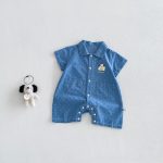 【66-90cm】デニムロンパース ペット柄 ベビー服 - 画像 (2)